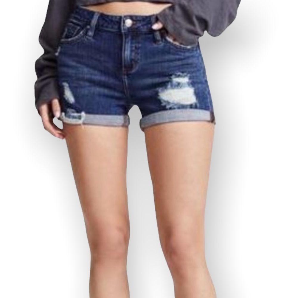 JOE’S JEANS Distressed Mid Rise Denim Shorts